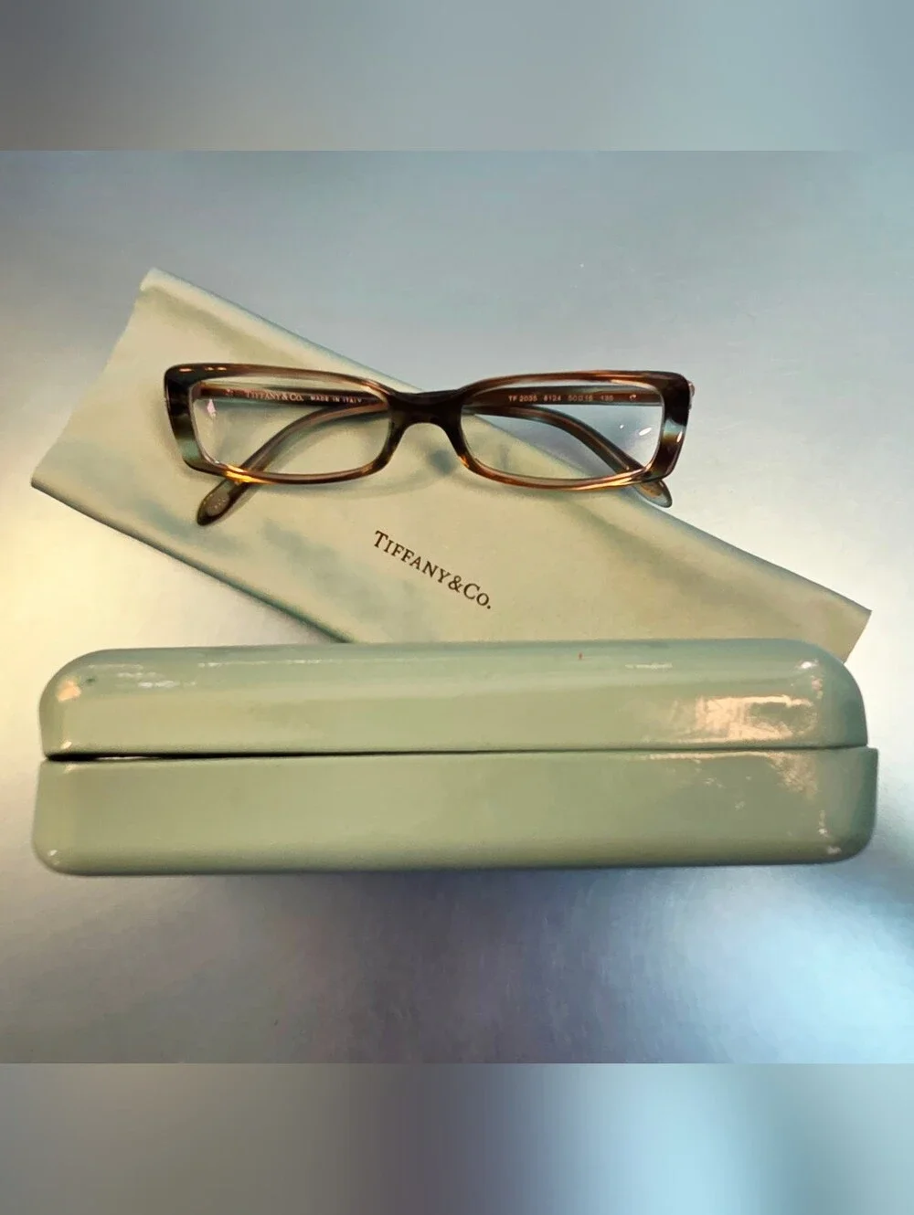 Tiffany & Co. 2035 Ocean Turquoise Glasses With Original Cloth & Leather Case